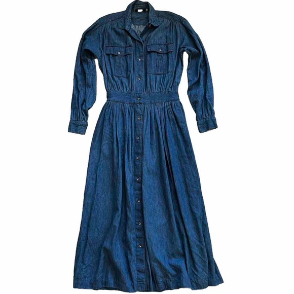 Abercrombie & Fitch Dresses & Skirts - ABERCROMBIE & FITCH VINTAGE DENIM MAXI DRESS SIZE 10 COTTAGECORE PRAIRIE TRENDY